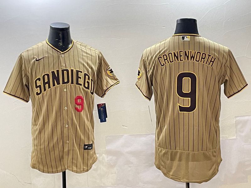 Men San Diego Padres #9 Cronenworth Brown Stripe Elite 2025 Nike MLB Jersey style 5